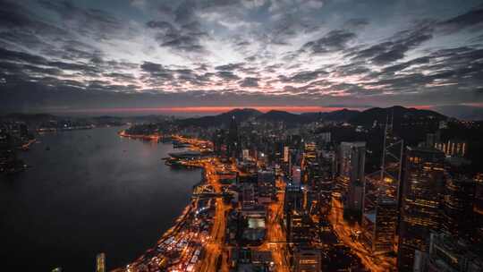 香港城市夜景航拍