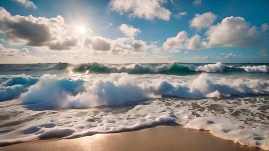 阳光海浪沙滩自然风光