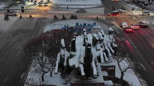 航拍雪景 冬至节气 冬天雪景  冬季