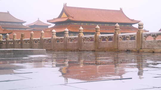 北京故宫雨中风景