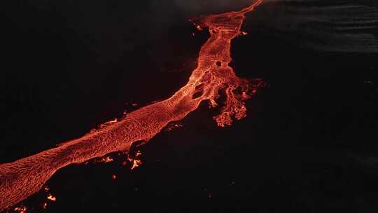 航拍火山活动 岩浆流动