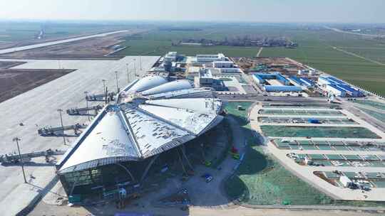 蒙城机场航拍 新机场 航站楼飞机场施工
