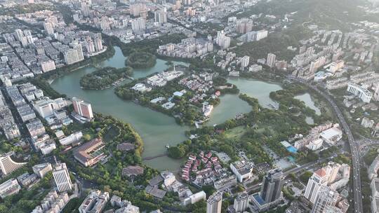 航拍福建福州鼓楼区镇海楼屏山公园