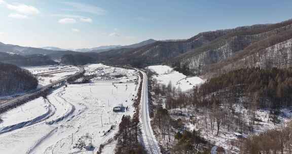 吉林公铁并行路段航拍