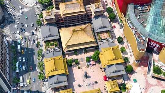 上海市静安区静安寺寺庙风景景区城市地标风