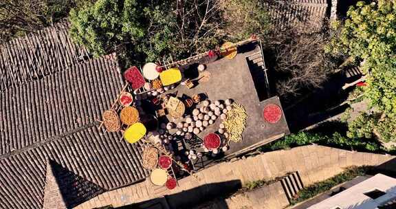 江西婺源篁岭美丽乡村晒秋航拍