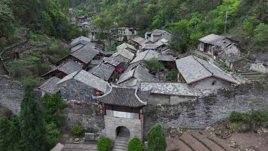 贵州安顺市云峰屯堡云山屯古村落航拍风光