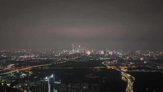 广州海珠区番禺大桥夜景航拍