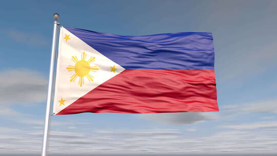 菲律宾国旗动画与天空和云