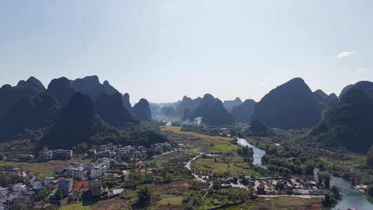 桂林阳朔十里画廊桂林山水风光航拍