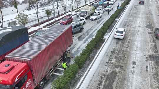 冰雪灾害航拍素材