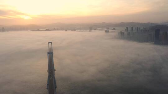 平流雾 大连平流雾 大连星海湾大桥 城堡