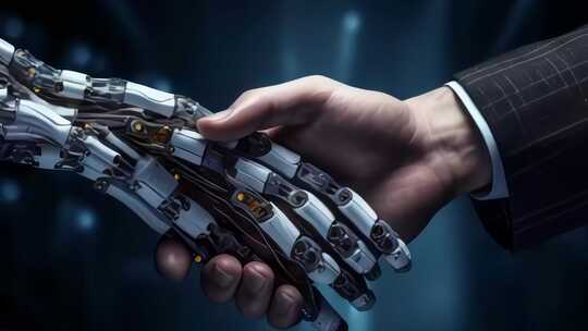 与人工智能机器人握手