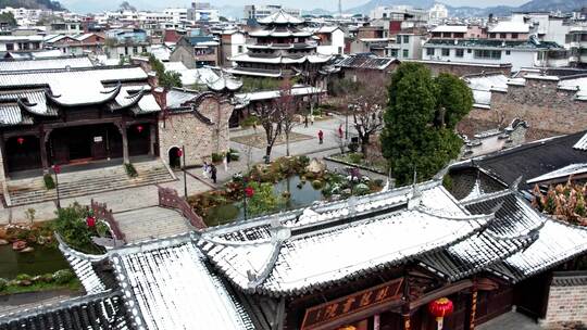 长汀古城卧龙书院雪景