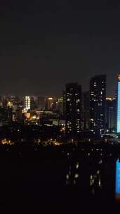 竖版航拍湖北襄阳城市夜景