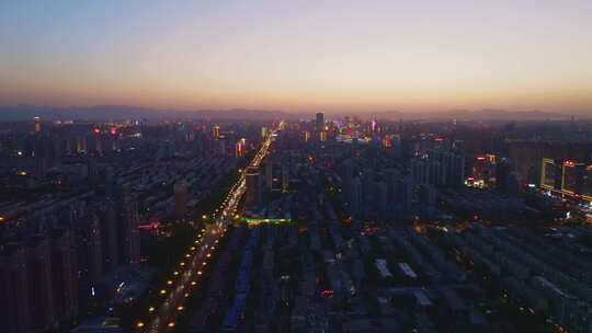 航拍城市风光道路交通夜景