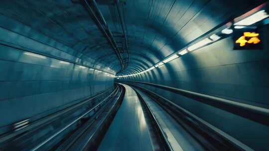 地铁隧道内轨道穿梭画面