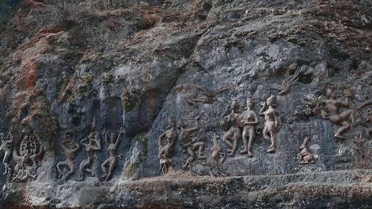 云南旅游大理剑川石宝山 民族浮雕