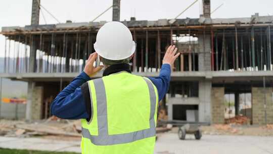 土木工程师电话，建筑商在建筑讨论中使用移