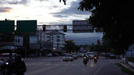 东南亚泰国老挝缅甸越南城市晚霞落日