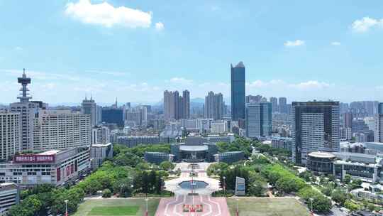 福州福建大剧院航拍五一广场风光城市风景