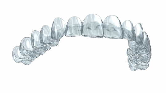 隐适美牙套或隐形固定器。牙科3D动画