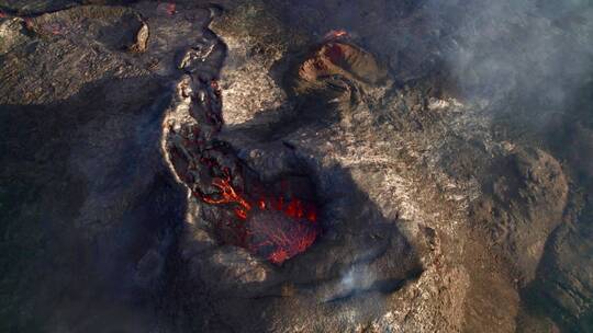 航拍活火山 岩浆喷发