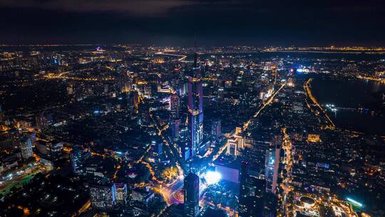 南京紫峰夜景航拍延时