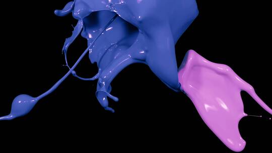 蓝色紫色液体颜料泼洒飞溅