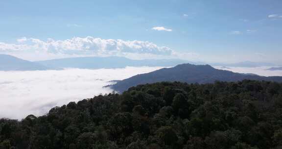 日出景迈山，景迈山日出光影航拍