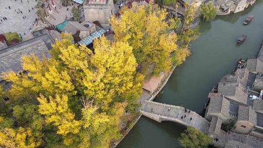 北京古北水镇航拍秋季景色