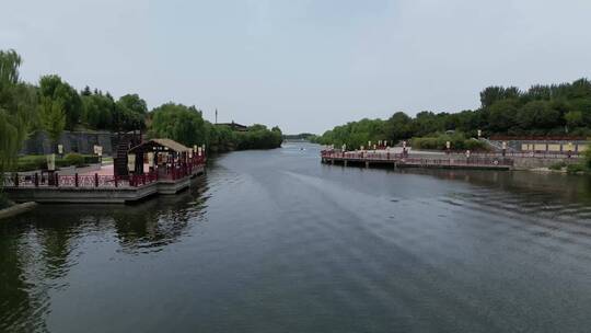 西安汉城湖景区航拍景色风光4K
