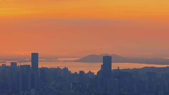 中国武汉两江四岸城市地标风光