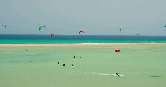 风筝冲浪，富埃特文图拉，海滩，海