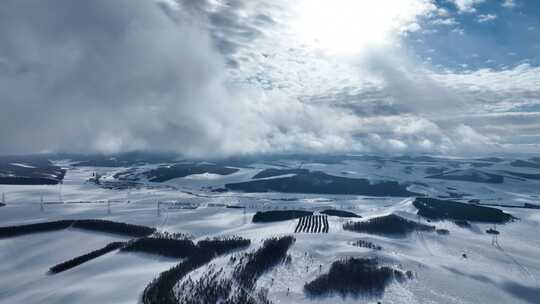 内蒙古寒冬丘陵雪原风光