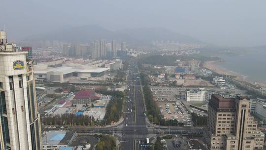 航拍山东青岛城市高楼