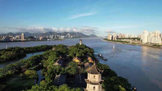 浙江温州江心屿4A景区航拍