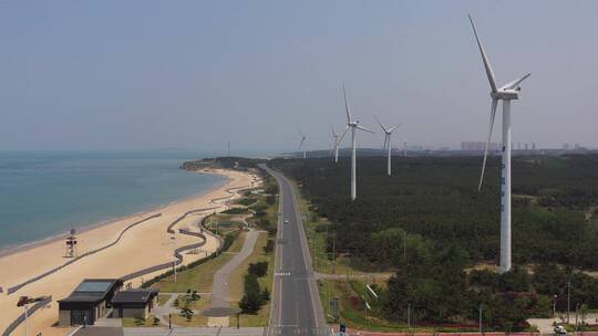 威海逍遥湖海水浴场航拍