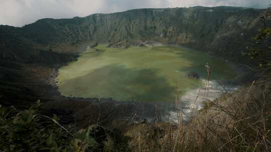 火山，墨西哥，火山口湖，雾