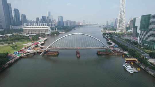 广州海心桥修建中视频素材模板下载