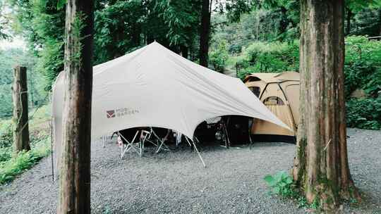 莫干山森林营地风景帐篷空镜头