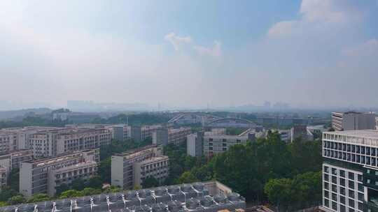 广州大学城航拍校园广州番禺区广东城市风景视频素材模板下载