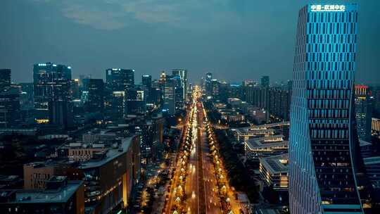 城市商务写字楼夜景成都高新区