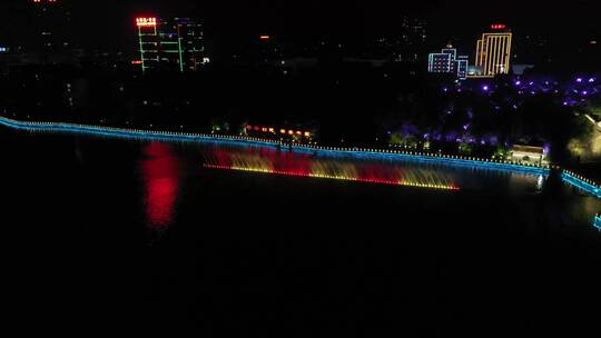 赤壁市陆水河灯光秀航拍