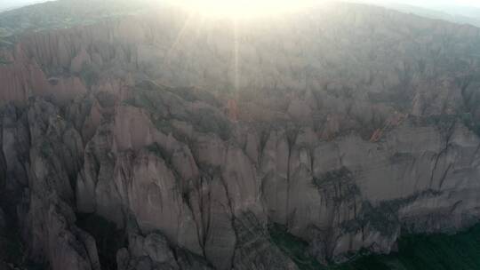 甘肃白银黄河石林国家地质公园日落航拍