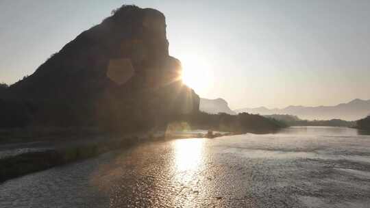 江西鹰潭龙虎山景区日出航拍