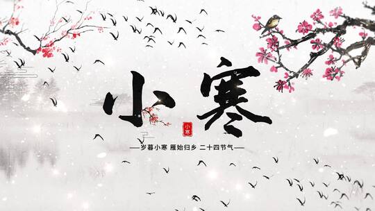 中国风水墨小寒节气开场片头