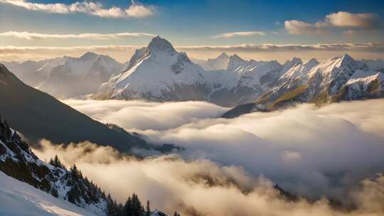 雪山云海壮丽全景
