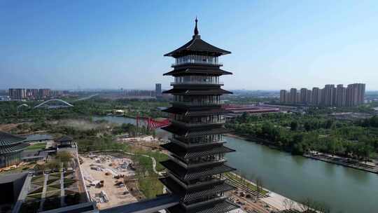 4K航拍扬州城市地标运河博物馆