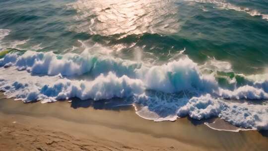 海浪拍打沙滩景象